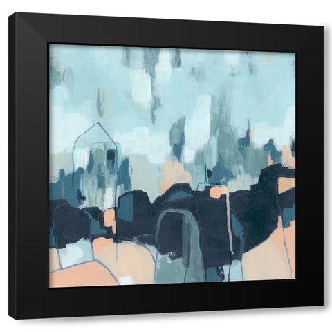 Abstracted Indigo Skyline II Black Modern Wood Framed Art Print with Double Matting by Vess, June Erica