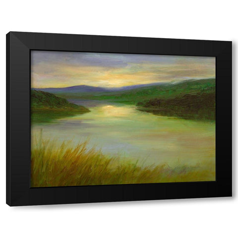 Still Waters at Sunset Black Modern Wood Framed Art Print with Double Matting by Finch, Sheila