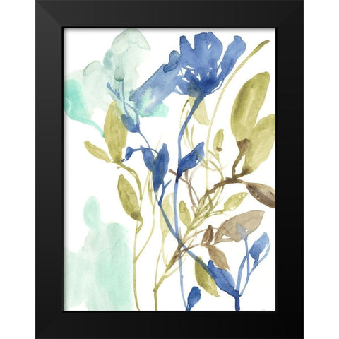 Cobalt and Olive Bouquet II Black Modern Wood Framed Art Print by Goldberger, Jennifer