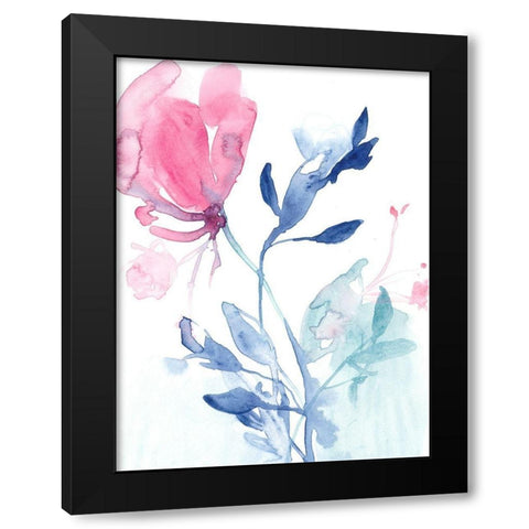 Fuchsia Sway II Black Modern Wood Framed Art Print with Double Matting by Goldberger, Jennifer