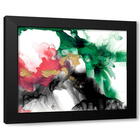 Emerald and Coral Expression II Black Modern Wood Framed Art Print by Goldberger, Jennifer