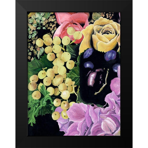 Floral on Black I Black Modern Wood Framed Art Print by Wang, Melissa