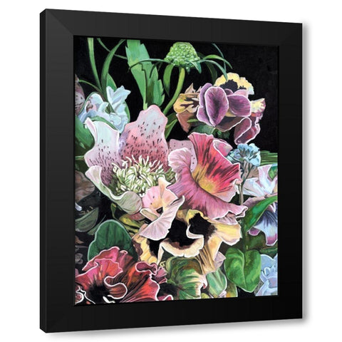 Floral Crop II Black Modern Wood Framed Art Print with Double Matting by Wang, Melissa