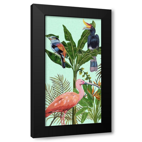 Birds Paradise I Black Modern Wood Framed Art Print with Double Matting by Wang, Melissa