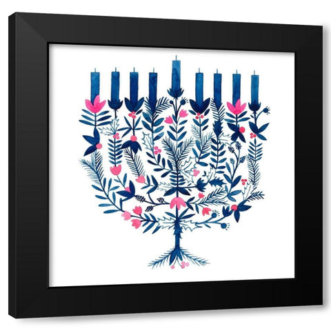 Boho Hanukkah I Black Modern Wood Framed Art Print by Popp, Grace