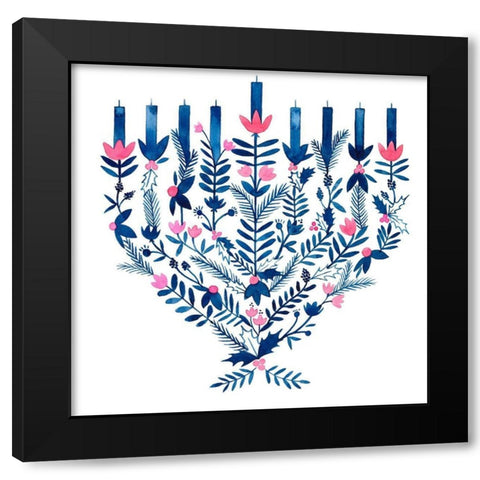 Boho Hanukkah II Black Modern Wood Framed Art Print with Double Matting by Popp, Grace