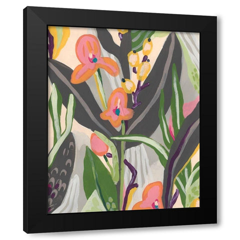 Vibrant Ladyslippers II Black Modern Wood Framed Art Print with Double Matting by Vess, June Erica