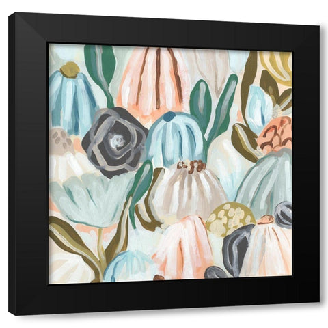 Parasol Garden I Black Modern Wood Framed Art Print with Double Matting by Vess, June Erica