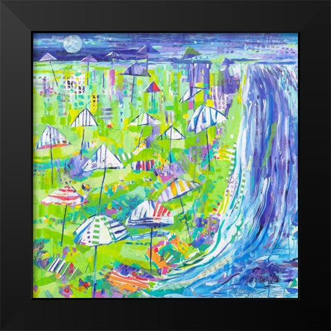 Coastal Fun Collage I Black Modern Wood Framed Art Print by Grim, Tara Funk