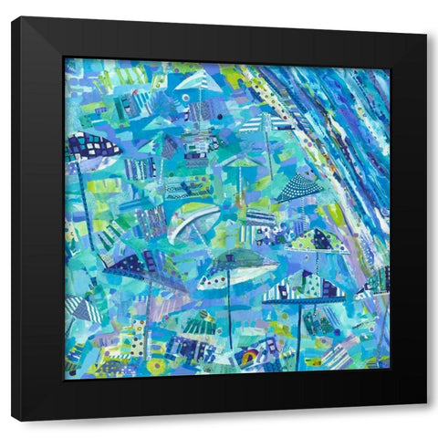 Coastal Fun Collage II Black Modern Wood Framed Art Print by Grim, Tara Funk