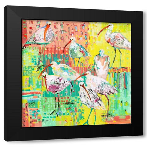 Coastal Fun Collage III Black Modern Wood Framed Art Print with Double Matting by Grim, Tara Funk