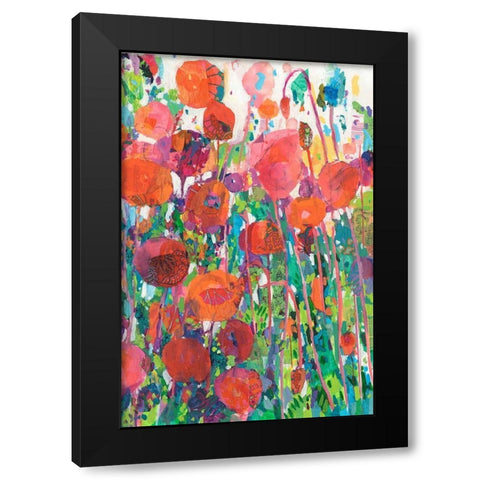 Vivid Poppy Collage II Black Modern Wood Framed Art Print by Grim, Tara Funk