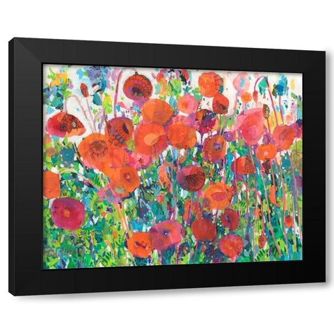 Vivid Poppy Collage III Black Modern Wood Framed Art Print by Grim, Tara Funk