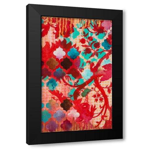 Red and Teal Gilded Age II Black Modern Wood Framed Art Print by Robinson, Heather