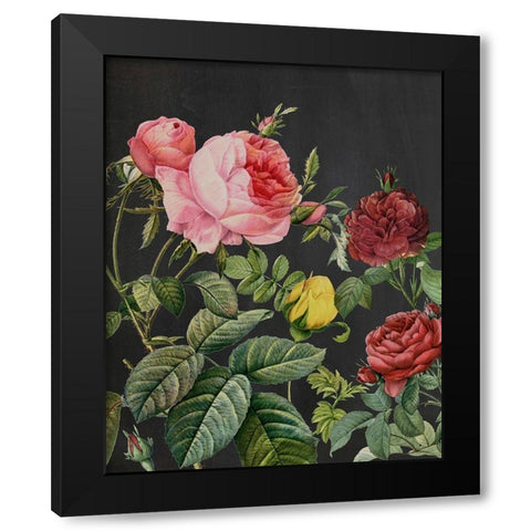Redoutes Bouquet I Black Modern Wood Framed Art Print by Redoute, Pierre