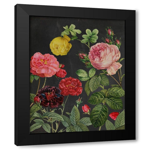 Redoutes Bouquet II Black Modern Wood Framed Art Print with Double Matting by Redoute, Pierre