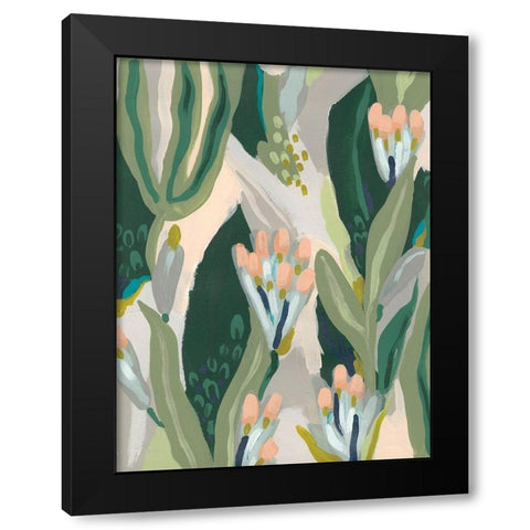 Floral Impulse I Black Modern Wood Framed Art Print with Double Matting by Vess, June Erica