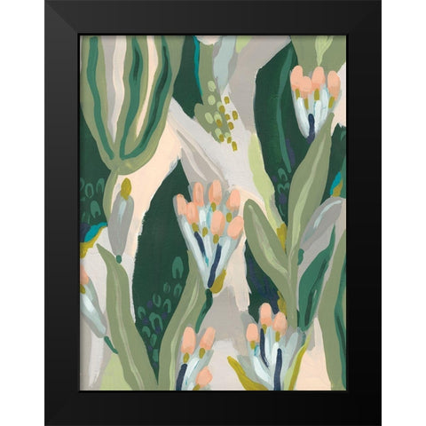 Floral Impulse I Black Modern Wood Framed Art Print by Vess, June Erica