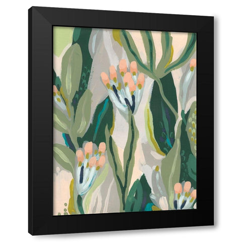 Floral Impulse II Black Modern Wood Framed Art Print with Double Matting by Vess, June Erica