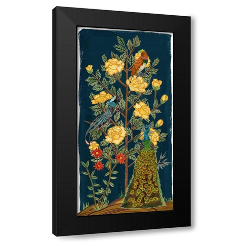 Chinese Peonies II Black Modern Wood Framed Art Print with Double Matting by Wang, Melissa