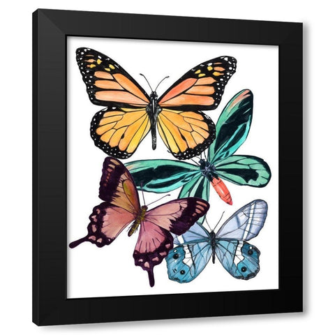 Butterfly Swatches I Black Modern Wood Framed Art Print by Wang, Melissa