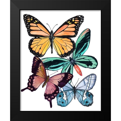 Butterfly Swatches I Black Modern Wood Framed Art Print by Wang, Melissa