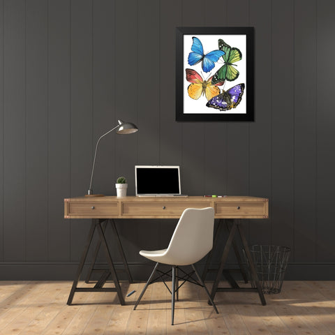 Butterfly Swatches II Black Modern Wood Framed Art Print by Wang, Melissa