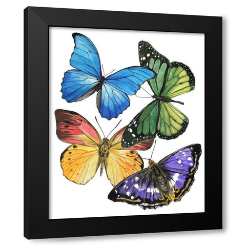 Butterfly Swatches II Black Modern Wood Framed Art Print with Double Matting by Wang, Melissa