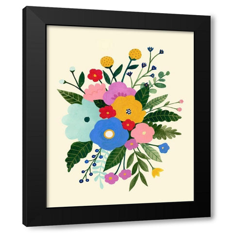 Primary Blooms I Black Modern Wood Framed Art Print with Double Matting by Borges, Victoria
