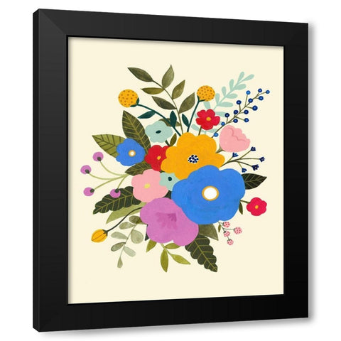 Primary Blooms II Black Modern Wood Framed Art Print with Double Matting by Borges, Victoria