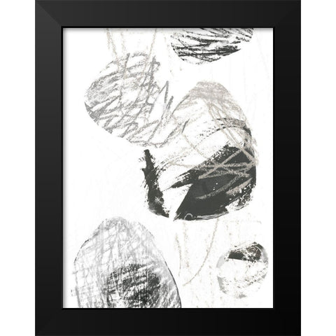 Scribble Stones I Black Modern Wood Framed Art Print by Vess, June Erica