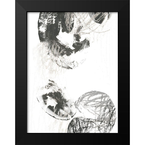 Scribble Stones III Black Modern Wood Framed Art Print by Vess, June Erica