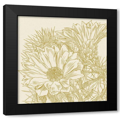 Graphic Cactus Bloom I Black Modern Wood Framed Art Print with Double Matting by Wang, Melissa