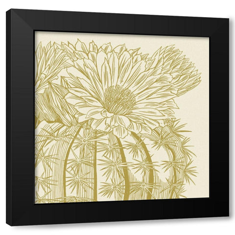 Graphic Cactus Bloom II Black Modern Wood Framed Art Print with Double Matting by Wang, Melissa