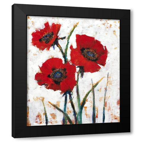 Red Poppy Fresco I Black Modern Wood Framed Art Print with Double Matting by OToole, Tim