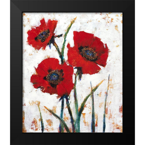 Red Poppy Fresco I Black Modern Wood Framed Art Print by OToole, Tim