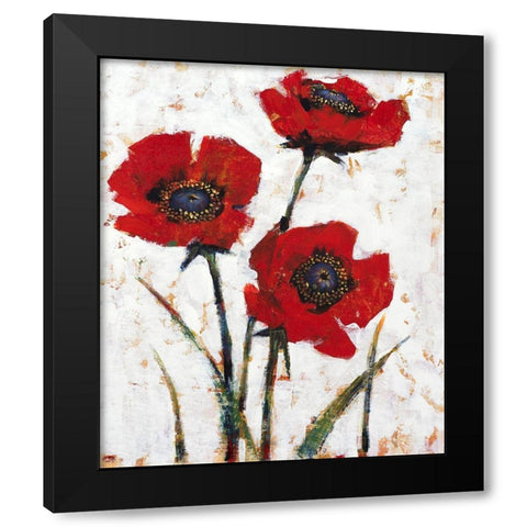 Red Poppy Fresco II Black Modern Wood Framed Art Print with Double Matting by OToole, Tim