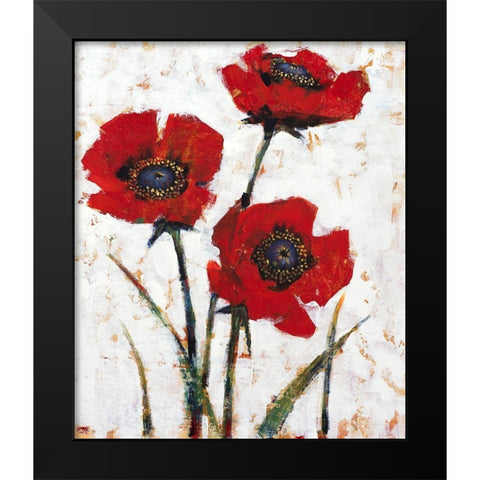 Red Poppy Fresco II Black Modern Wood Framed Art Print by OToole, Tim