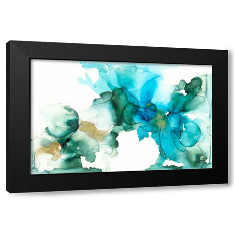 AqBloom II Black Modern Wood Framed Art Print with Double Matting by Goldberger, Jennifer