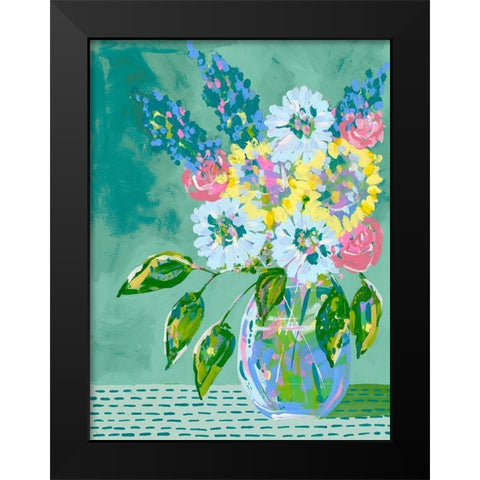 Pastel Blossoms II Black Modern Wood Framed Art Print by Moore, Regina