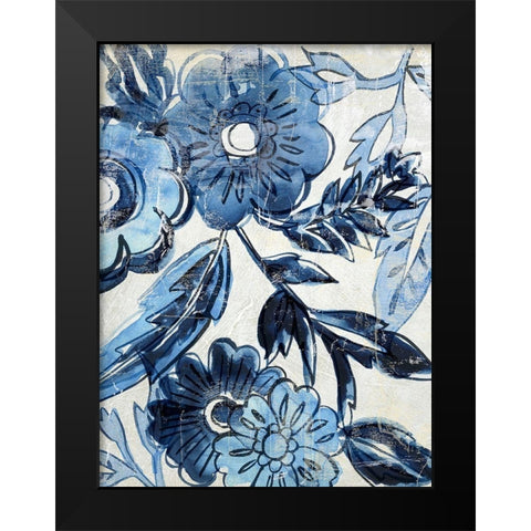 Indigo Porcelain I Black Modern Wood Framed Art Print by Zarris, Chariklia