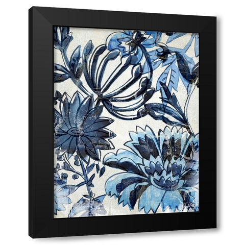 Indigo Porcelain II Black Modern Wood Framed Art Print with Double Matting by Zarris, Chariklia