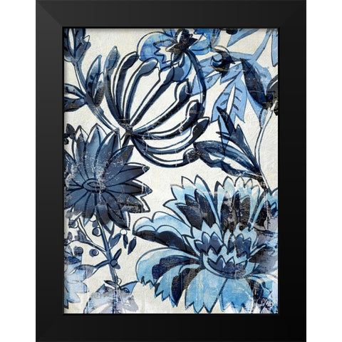 Indigo Porcelain II Black Modern Wood Framed Art Print by Zarris, Chariklia