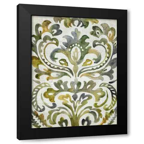 Verdant Damask II Black Modern Wood Framed Art Print with Double Matting by Zarris, Chariklia