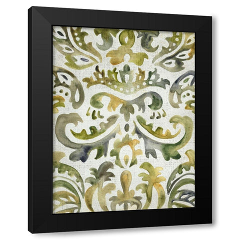 Verdant Damask III Black Modern Wood Framed Art Print with Double Matting by Zarris, Chariklia