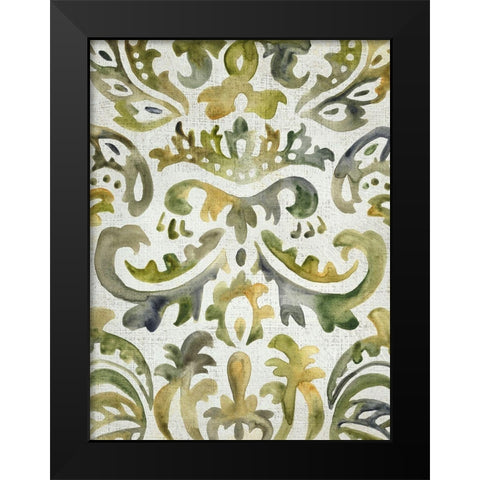 Verdant Damask III Black Modern Wood Framed Art Print by Zarris, Chariklia