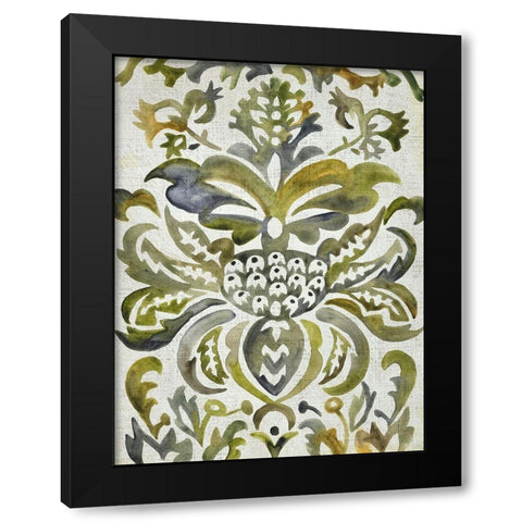 Verdant Damask IV Black Modern Wood Framed Art Print by Zarris, Chariklia