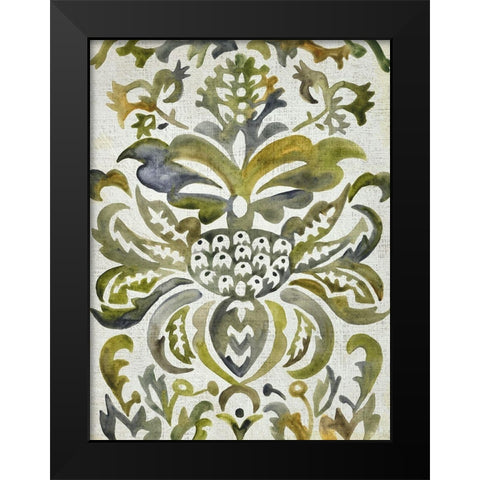 Verdant Damask IV Black Modern Wood Framed Art Print by Zarris, Chariklia