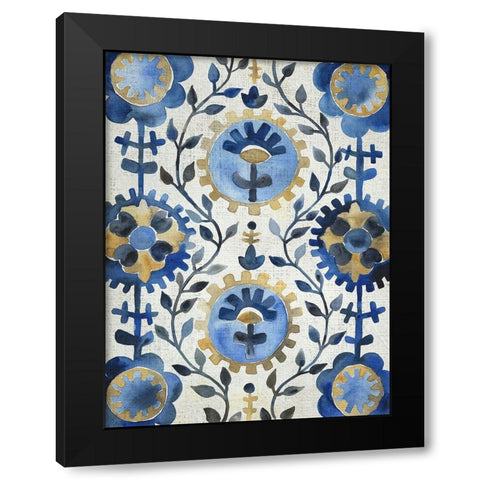 Sea Suzani I Black Modern Wood Framed Art Print with Double Matting by Zarris, Chariklia