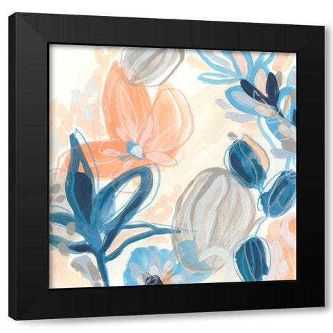 Terra Cotta Blooms I Black Modern Wood Framed Art Print with Double Matting by Vess, June Erica